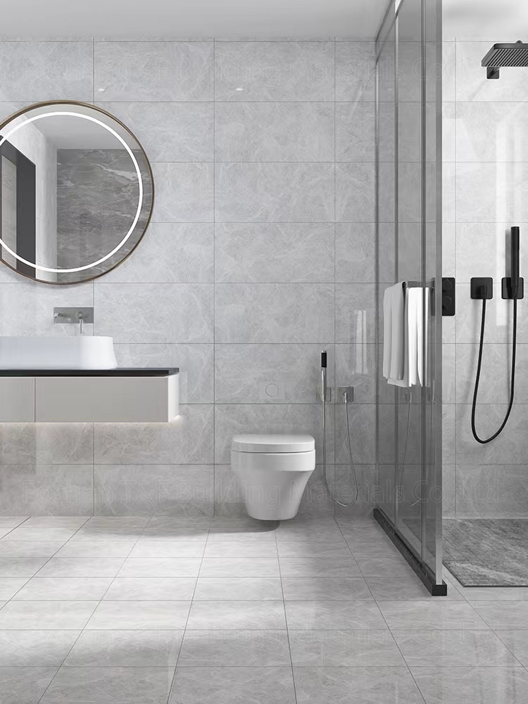 300X300 600X600 Non Slip Modern Cement Style Dark Grey Bathroom Ceramic Floor Tiles