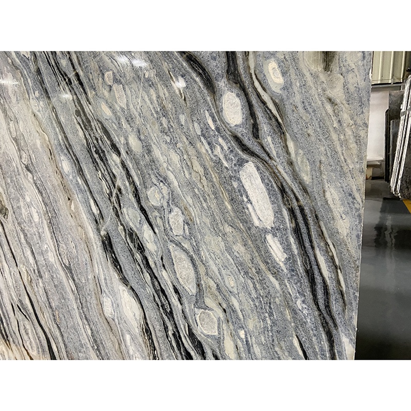 Luxury Big Thick Wall Decor Marble Blue Serpentine Calcite Natural Marble Stone Slab Rack Blue River Marble