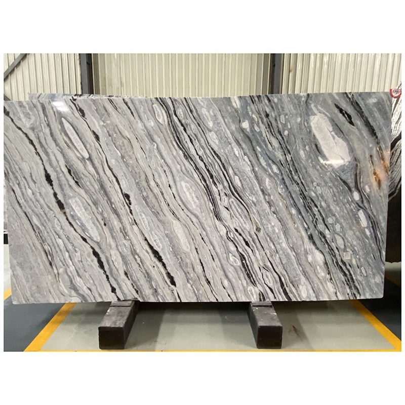Luxury Big Thick Wall Decor Marble Blue Serpentine Calcite Natural Marble Stone Slab Rack Blue River Marble
