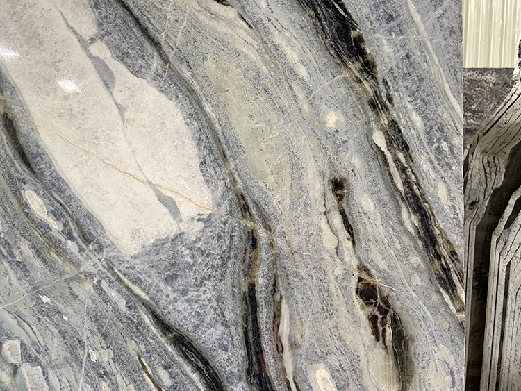 Luxury Big Thick Wall Decor Marble Blue Serpentine Calcite Natural Marble Stone Slab Rack Blue River Marble