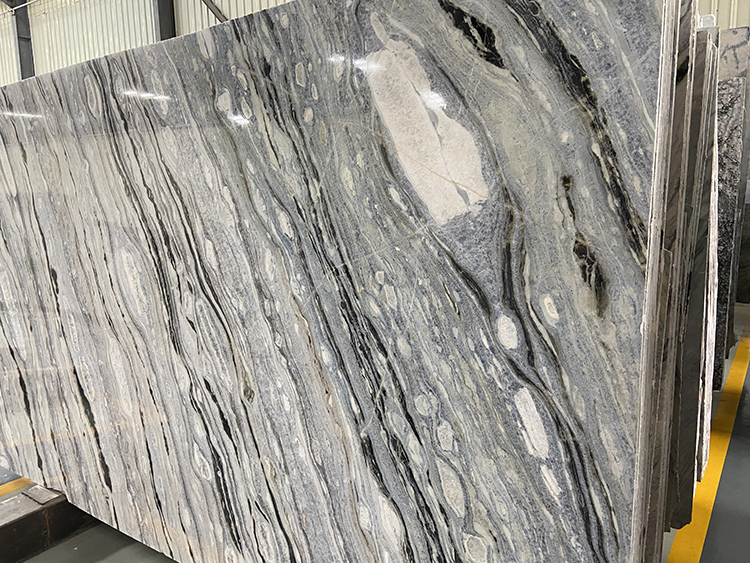 Luxury Big Thick Wall Decor Marble Blue Serpentine Calcite Natural Marble Stone Slab Rack Blue River Marble