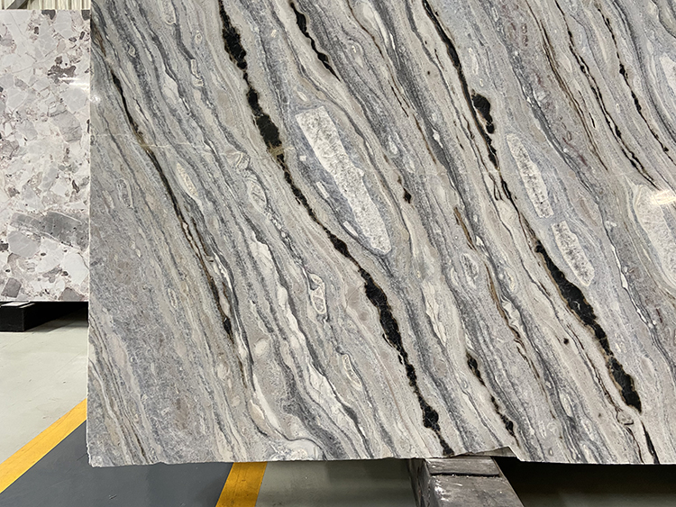 Luxury Big Thick Wall Decor Marble Blue Serpentine Calcite Natural Marble Stone Slab Rack Blue River Marble