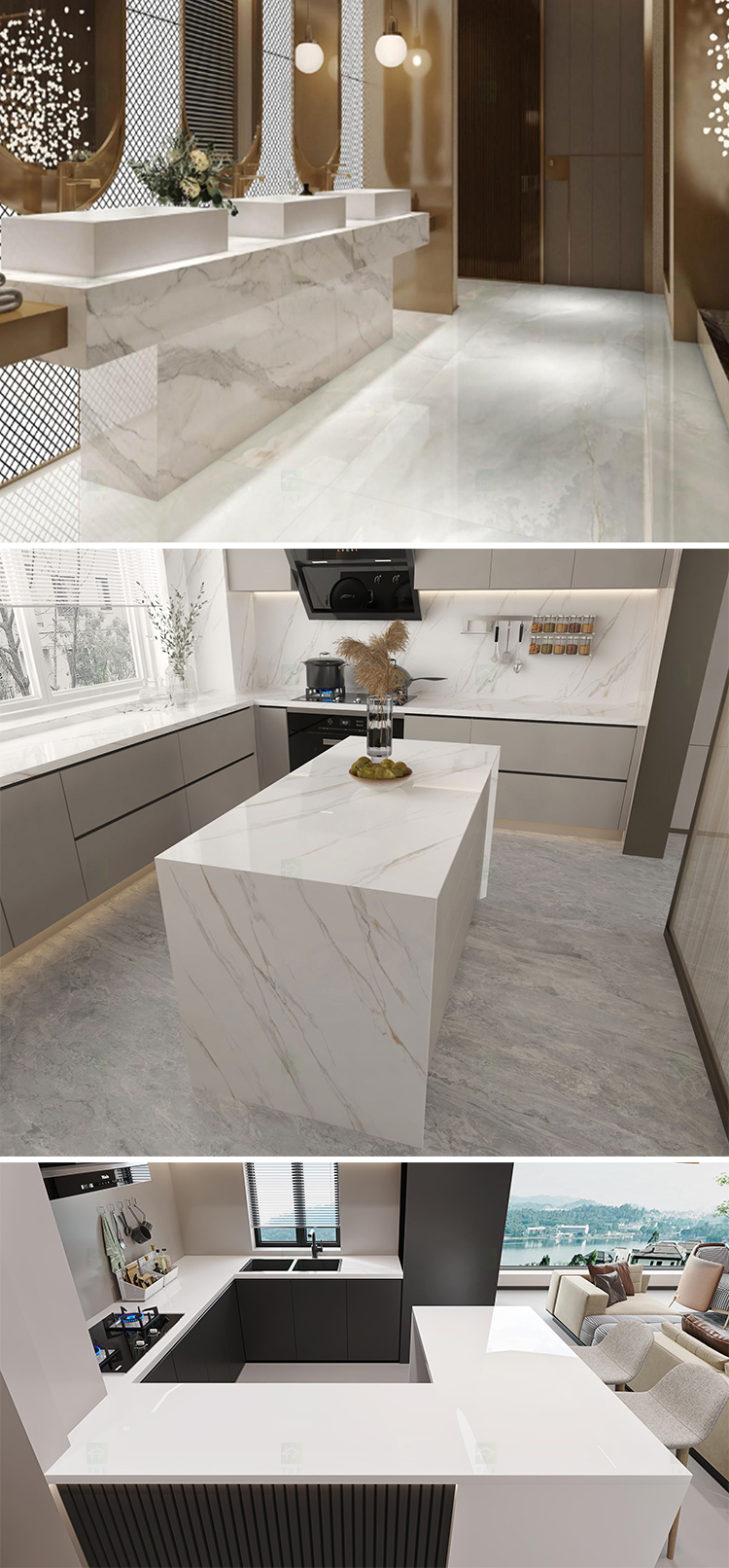 Phoenix Crystal Artificial Stone Wall Cladding Kitchen Countertop Big Slab Vanity Tops