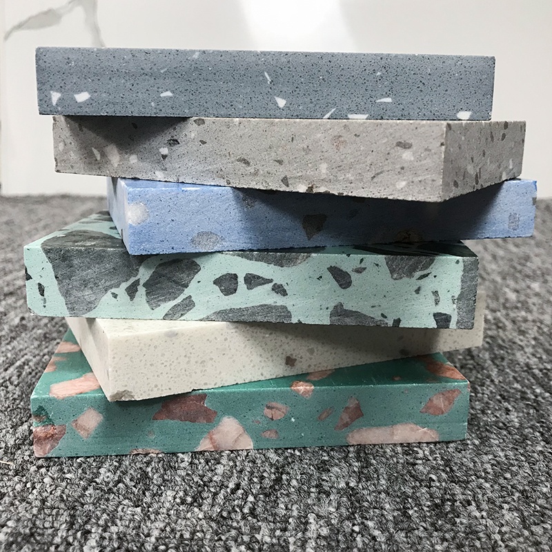 Big Thick Floor Terrazzo Tiles 30x30 Engineered Quartz Stone Terrazzo Slab Samples With Color Spots