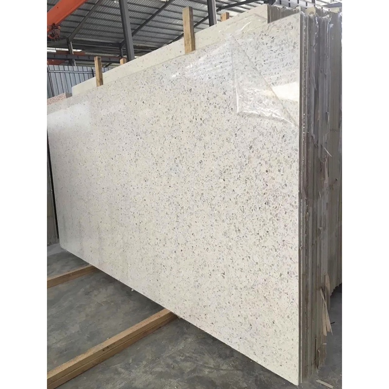 Big Thick Floor Terrazzo Tiles 30x30 Engineered Quartz Stone Terrazzo Slab Samples With Color Spots