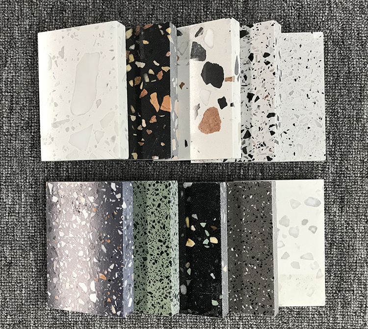 Big Thick Floor Terrazzo Tiles 30x30 Engineered Quartz Stone Terrazzo Slab Samples With Color Spots