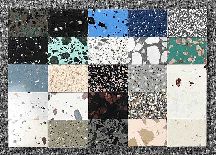 Big Thick Floor Terrazzo Tiles 30x30 Engineered Quartz Stone Terrazzo Slab Samples With Color Spots