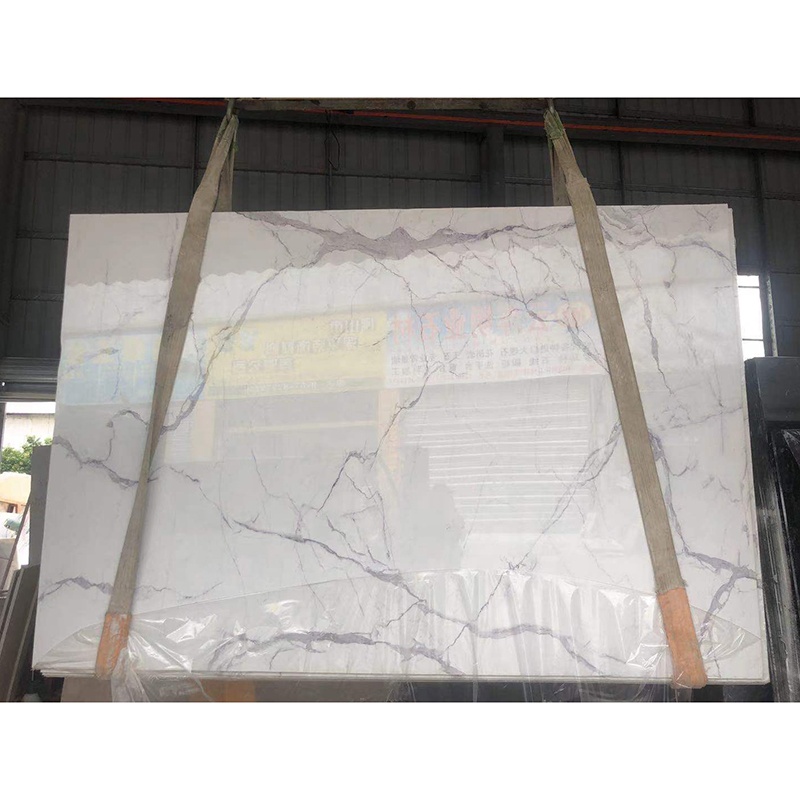 China Wholesale Polished Natural Floor Stone Countertop Price Carrara White Marble Quartz Big Slab for Project