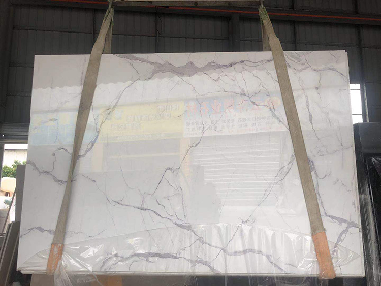 China Wholesale Polished Natural Floor Stone Countertop Price Carrara White Marble Quartz Big Slab for Project