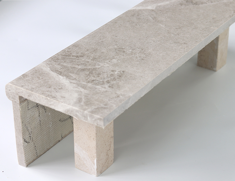 Non Slip Natural Stone Marble Steps LED Light Grey Marble Stair Treads and Risers