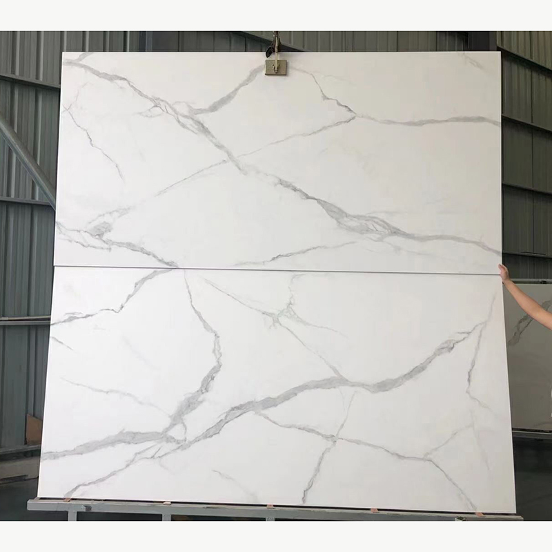 Guangdong Glossy Sheet White Kitchen Island Table Top Veneer Calcatta Artificial Stone Slabs