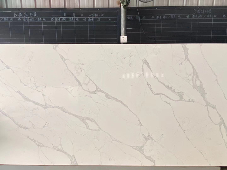 Guangdong Glossy Sheet White Kitchen Island Table Top Veneer Calcatta Artificial Stone Slabs