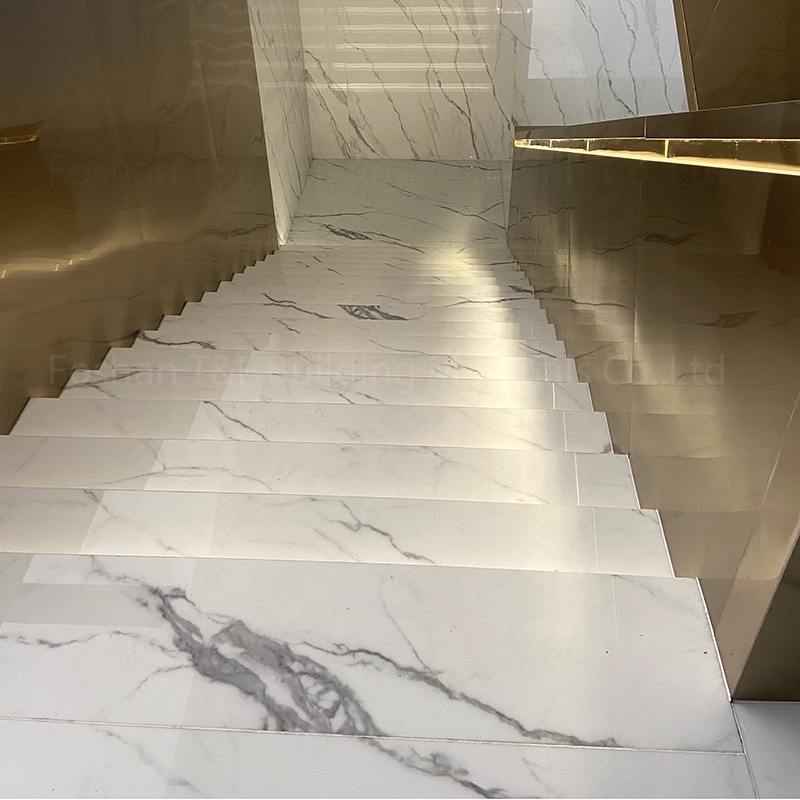 China Natural Stone Stair Steps Design Tiles Tread White Marble Stairs With Led Light