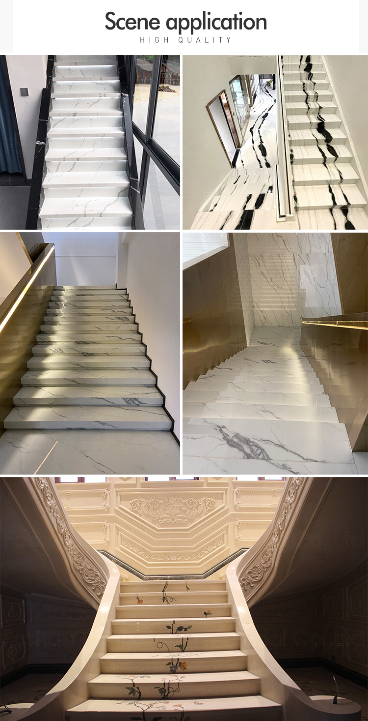 Beautiful Polished Black Brown Natural Stone Step Stair Case Tread Marble Stairs