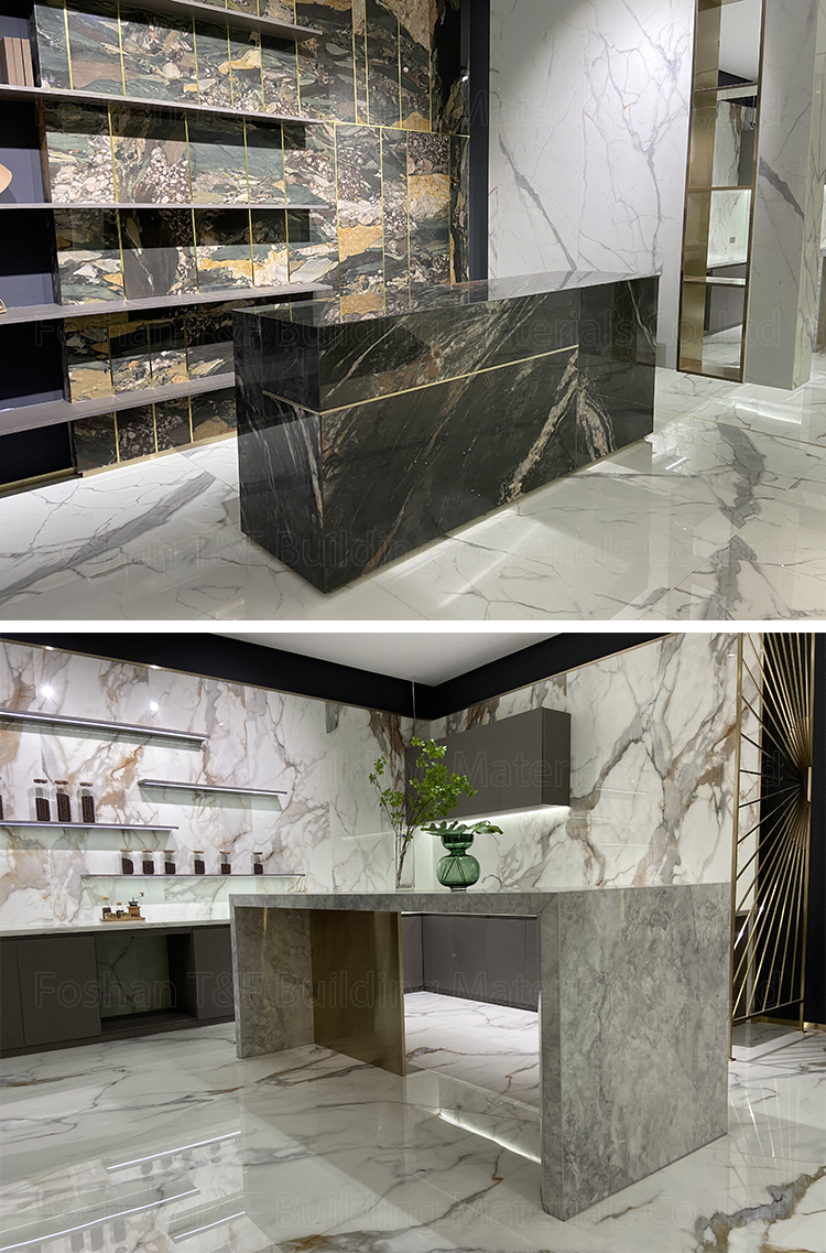 High Grade Natural Calcite Gray Marble Floor Stone Dining Table Countertops Slab and Tile