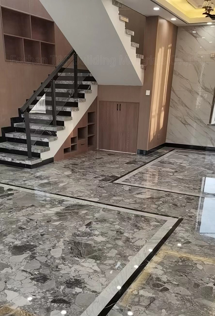 High Grade Natural Calcite Gray Marble Floor Stone Dining Table Countertops Slab and Tile