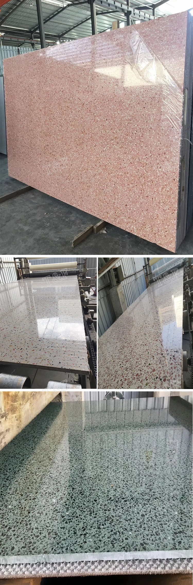 Factory Direct Big Size White Artificial Stone Chips Table Countertop Concrete Terrazzo Slab