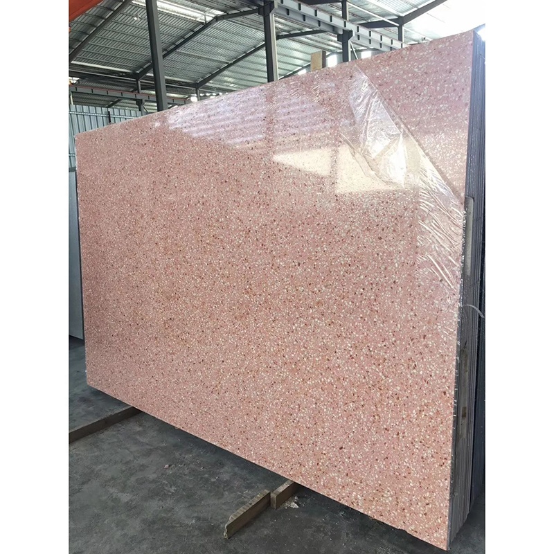 Wholesale Pink White Mixed Colors Terrazzo Quartz Stone Slab for Dining Table Kitchen Top and Floor Tile