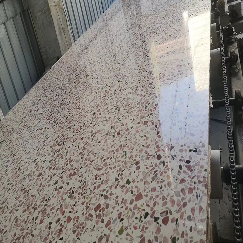 Wholesale Pink White Mixed Colors Terrazzo Quartz Stone Slab for Dining Table Kitchen Top and Floor Tile
