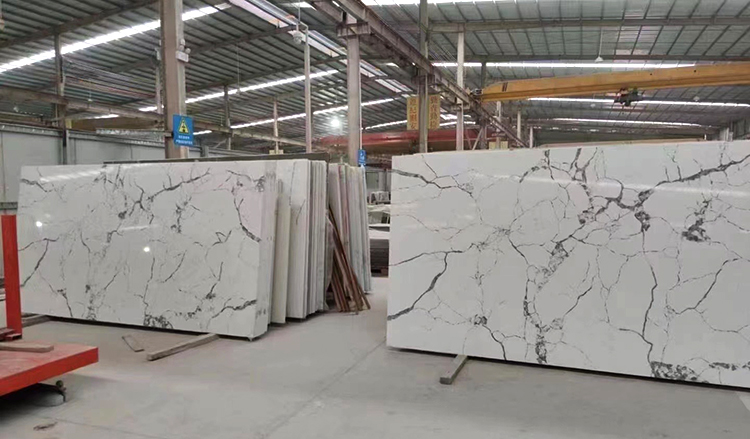 3200x1600 Calacatta White Polished Surface Bookmarked Artificial Quartz Natural Marble Stone Countertop Slabs