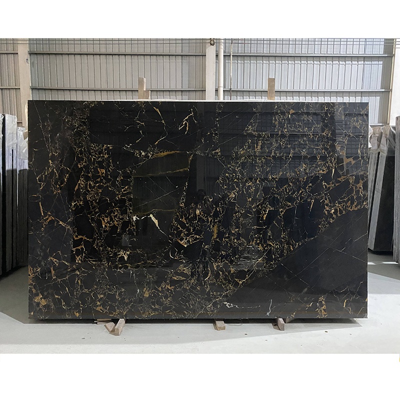 Factory Direct Black and Gold Natural Marble Board Tile Golden Flower Interior Wall and Floor Decoration Big Marble Slab