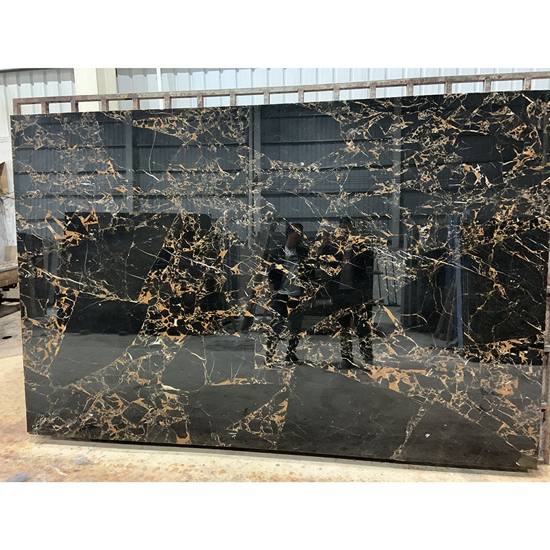Factory Direct Black and Gold Natural Marble Board Tile Golden Flower Interior Wall and Floor Decoration Big Marble Slab