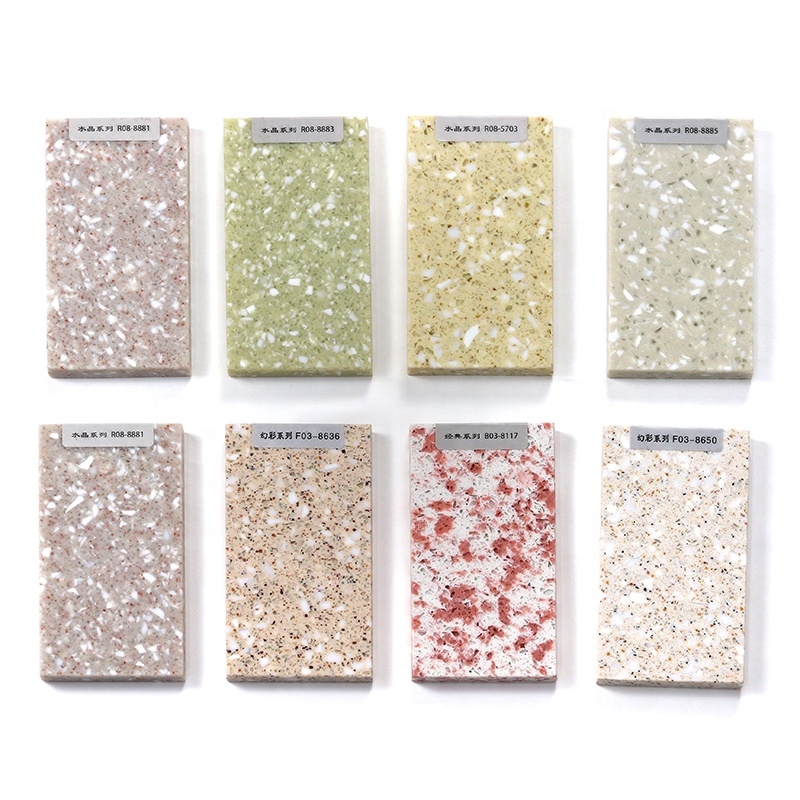 Chinese Colorful Crystal Composite Vanity Counter Table Top Granite Artificial Quartz Stone