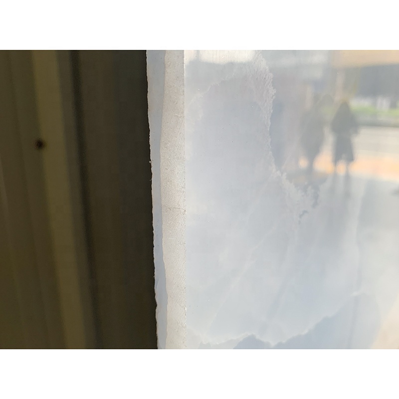 Good Price Polished Big Translucent Natural Crystal Bookmatch Blue Onyx Marble Slab for Background Wall