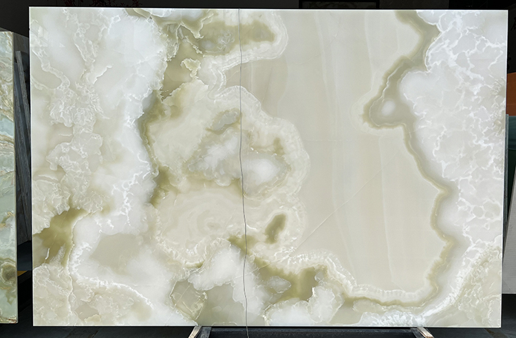 Good Price Polished Big Translucent Natural Crystal Bookmatch Blue Onyx Marble Slab for Background Wall