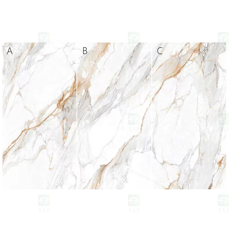 China 1200x2400x9mm Large Size Artificial Calacatta Gold Floor Backsplash Wall Background Panel Sintered Stone Big Slabs