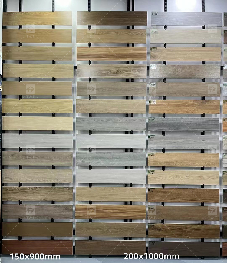 Wood Grain Finish Effect Design Ceramic Tiles for Floor Porcelain Wooden Plank Floor Tiles