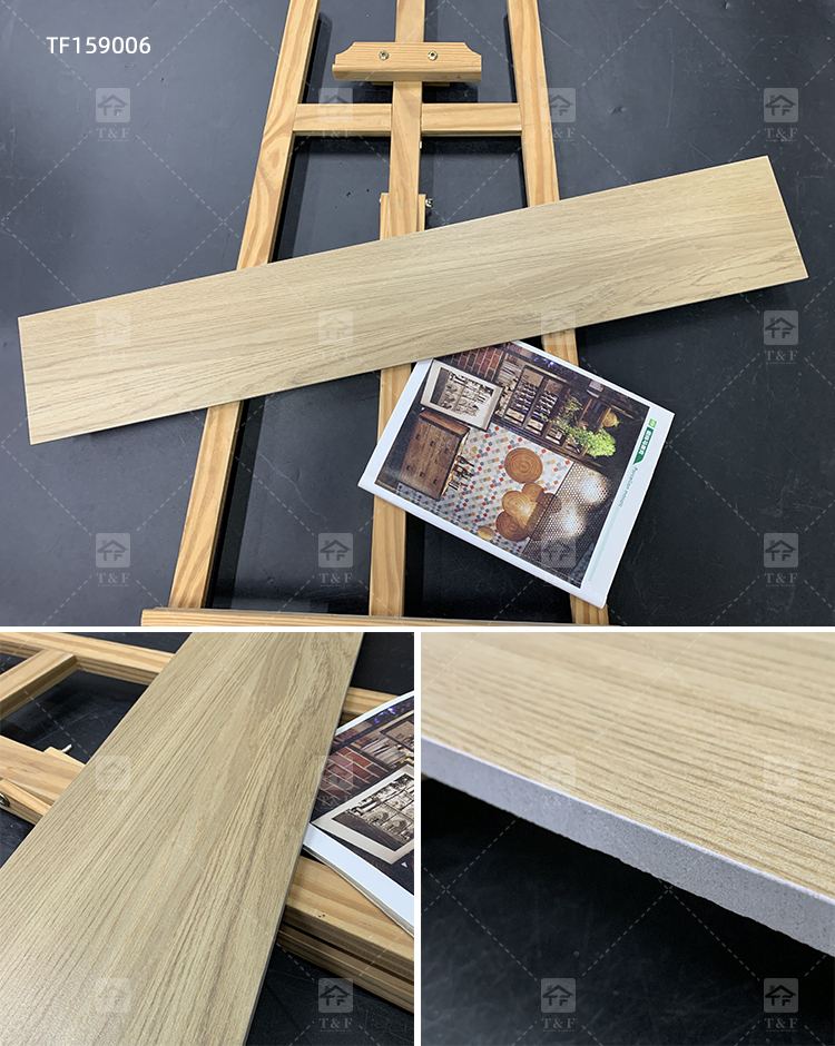 Wood Grain Finish Effect Design Ceramic Tiles for Floor Porcelain Wooden Plank Floor Tiles