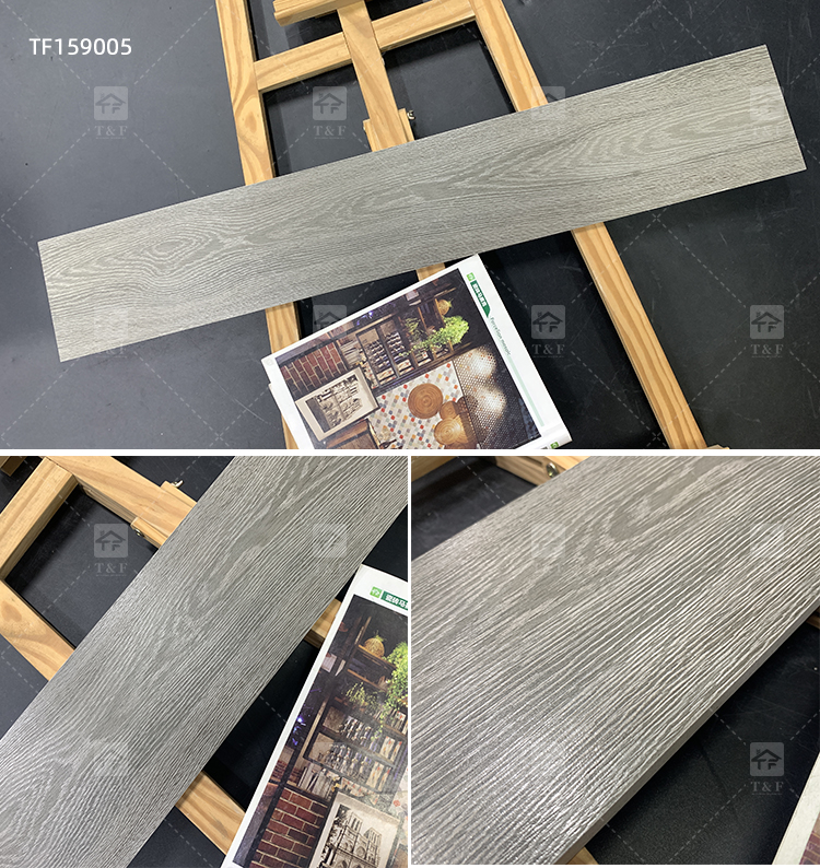 Wood Grain Finish Effect Design Ceramic Tiles for Floor Porcelain Wooden Plank Floor Tiles