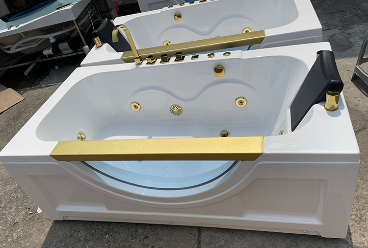 Bathroom White Acrylic Bubble Soaking Rectangular Bath Tub Spa Air Massage Bathtub Whirlpools