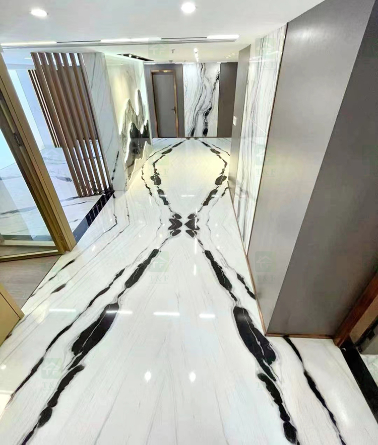 Chinese Natural White Marble With Black Veins Floor Tile Slab Wall Design Panda White Marble Stone