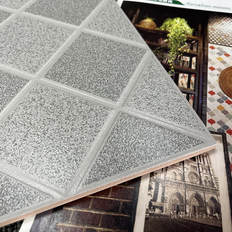 30 X 30 cm Matte Cement Grey Grid Pattern Porcelain Rustic Wall Ceramics Bathroom Floor Tile