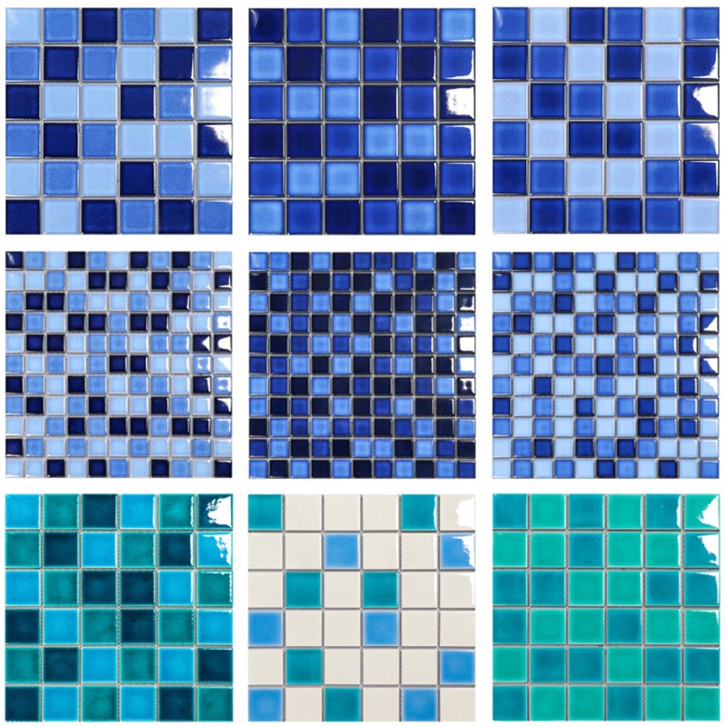 Wholesale Blue Square Garden Pool Fish Pond Landscape Pool Wall and Floor Tiles Ceramic Mosaic Swimming Pool Tiles