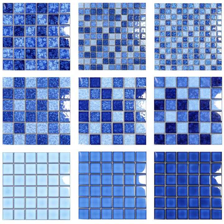 Wholesale Blue Square Garden Pool Fish Pond Landscape Pool Wall and Floor Tiles Ceramic Mosaic Swimming Pool Tiles