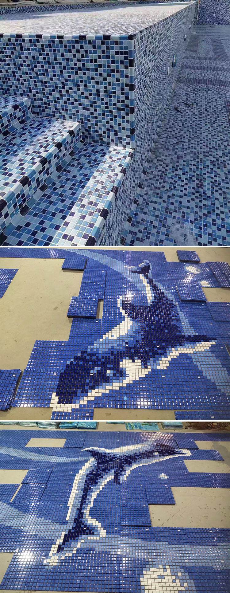 Wholesale Blue Square Garden Pool Fish Pond Landscape Pool Wall and Floor Tiles Ceramic Mosaic Swimming Pool Tiles