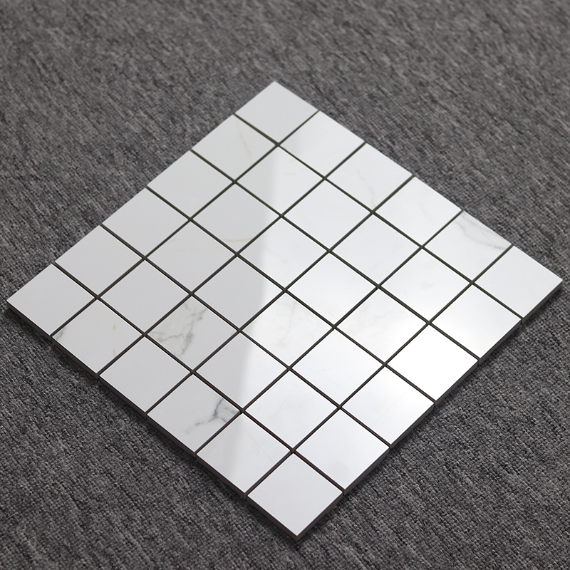 New Cut From Full Polished Glazed Bathroom Kitchen Backsplash Floor Wall White Carrara Porcelain Marble Mosaic Tile