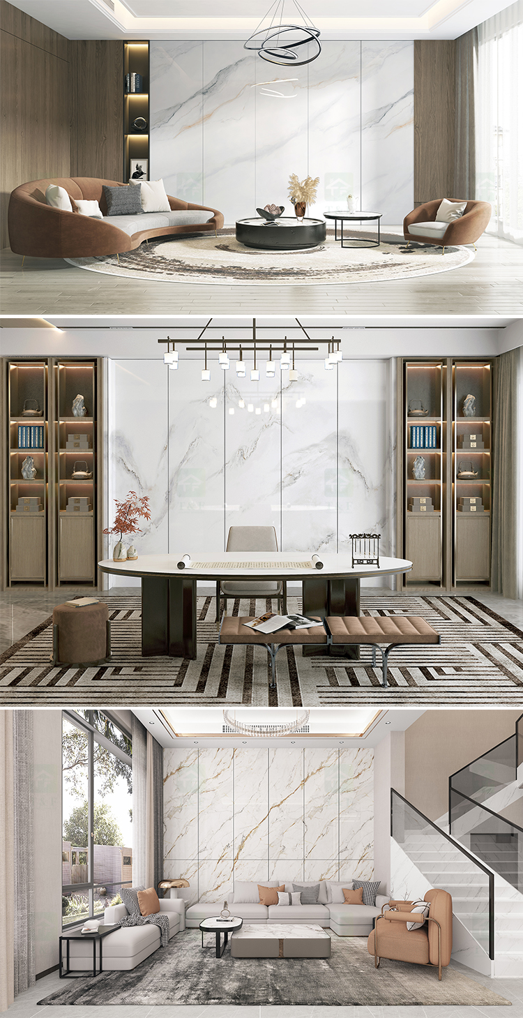 800 X 2600 mm Large Format Polished White Marble Grey Black Sintered Stone Tile Wall Slabs