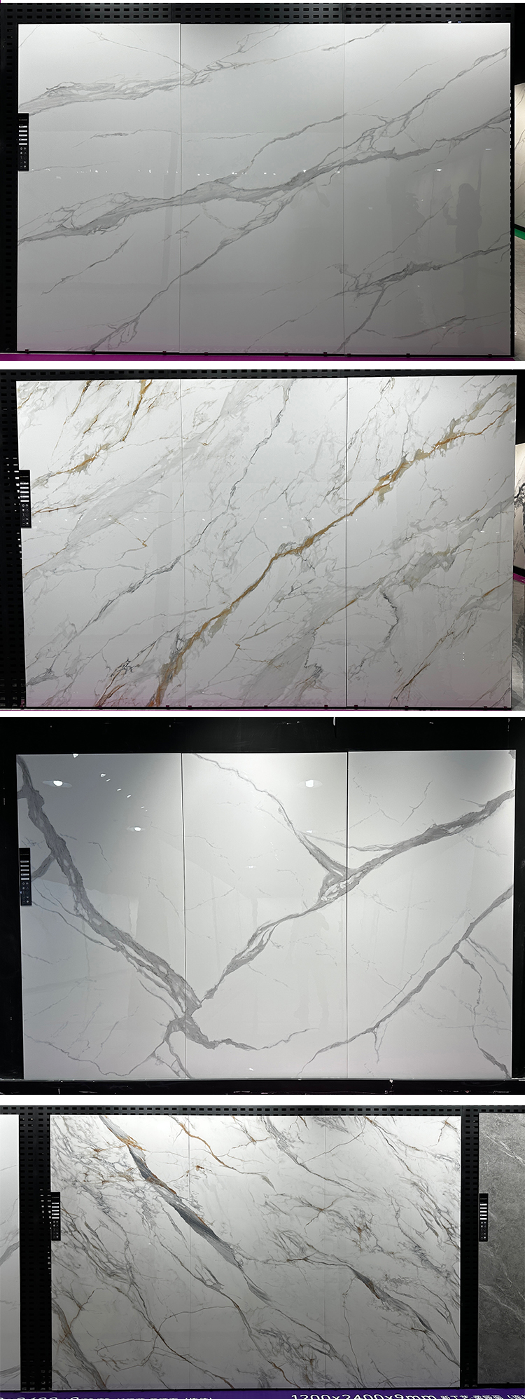 800 X 2600 mm Large Format Polished White Marble Grey Black Sintered Stone Tile Wall Slabs