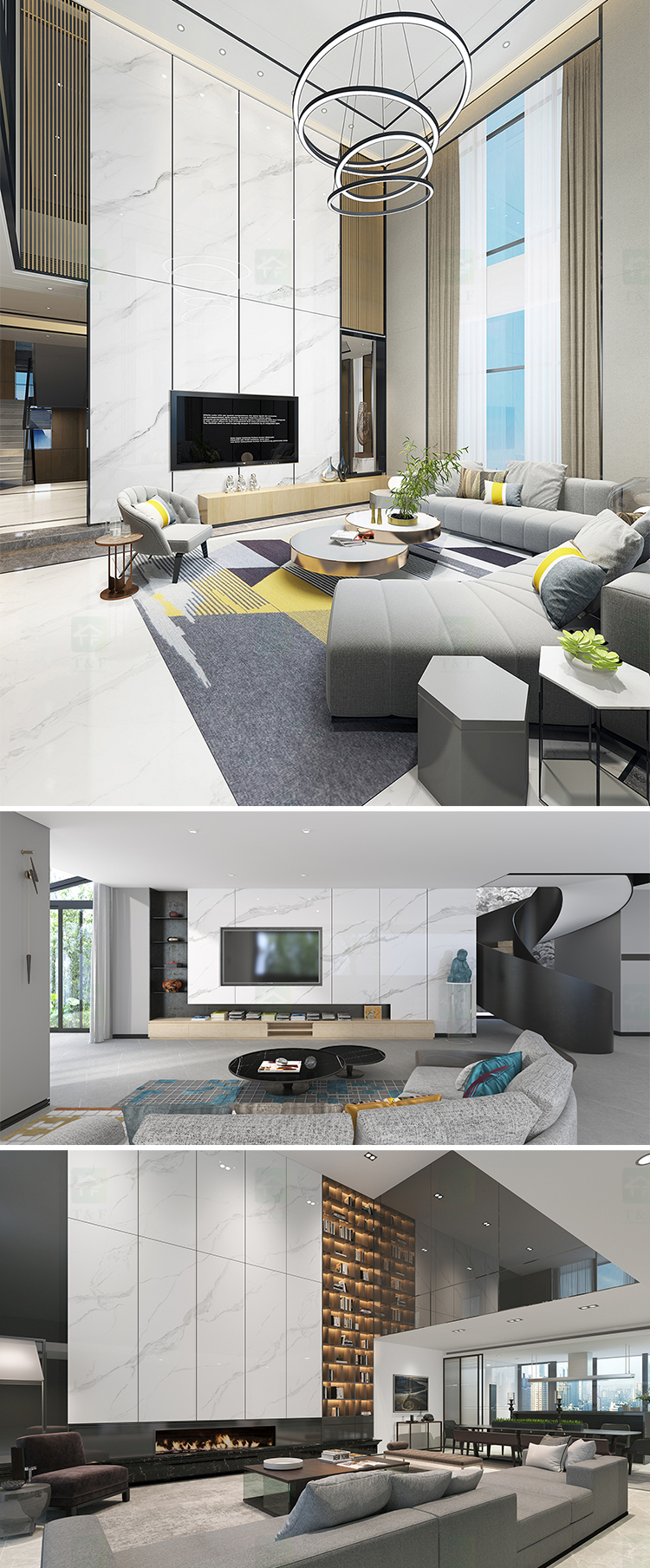 800 X 2600 mm Large Format Polished White Marble Grey Black Sintered Stone Tile Wall Slabs