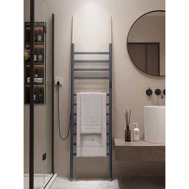 Steel 304 Floor Stand Hot Towel Warmer Bathroom Standing Electric Heated Towel Rack Rail