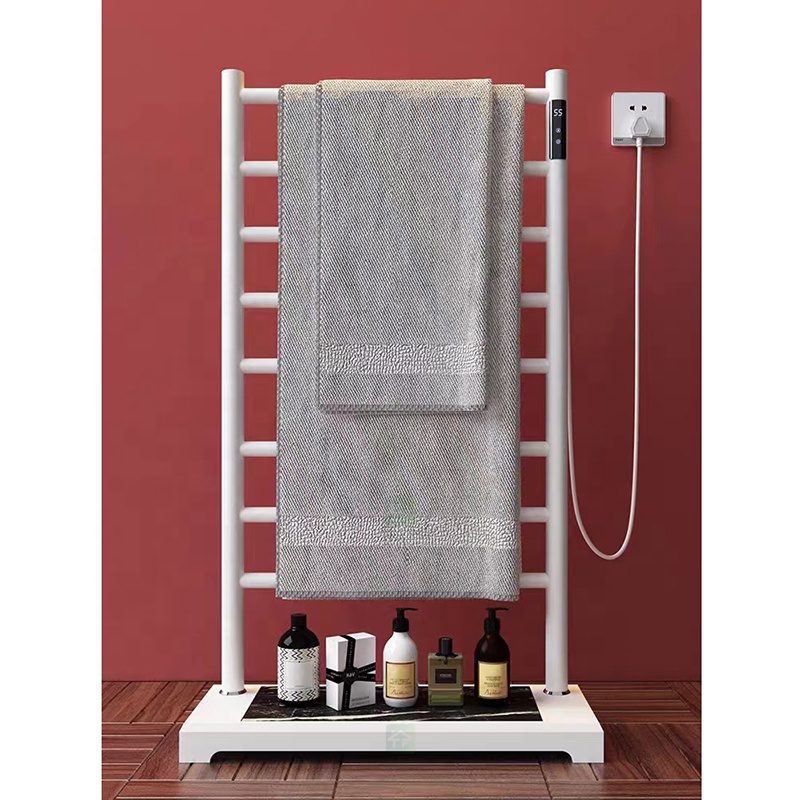 Black 304 Stainless Steel Stand Towel Rail Electric Heated Free Standing Hot Towel Rack Warmer