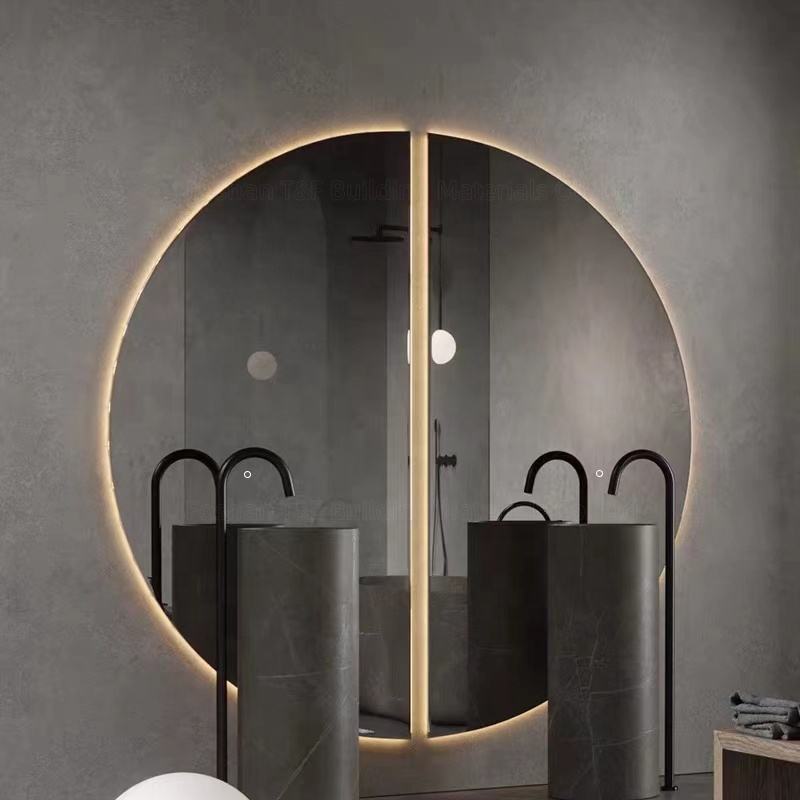 Large Intelligent Half Circle Dome Illuminated Touch Screen Led Bath Smart Mirror for Hotel Bathroom
