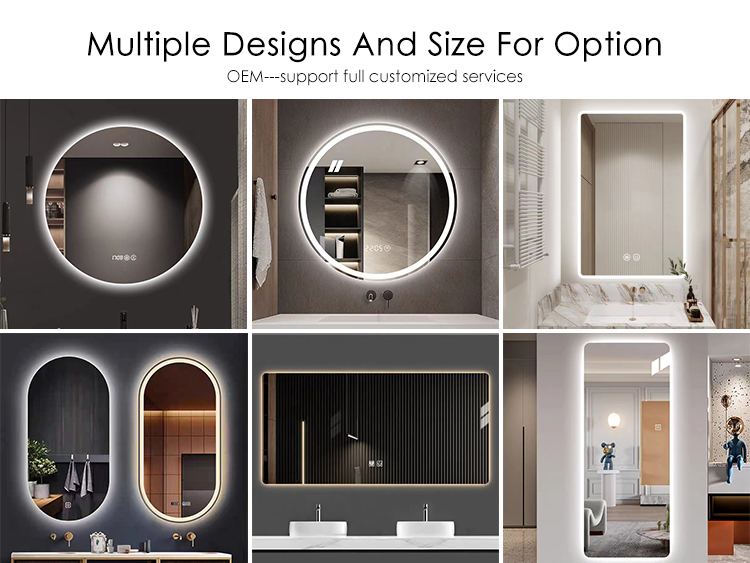 Large Intelligent Half Circle Dome Illuminated Touch Screen Led Bath Smart Mirror for Hotel Bathroom