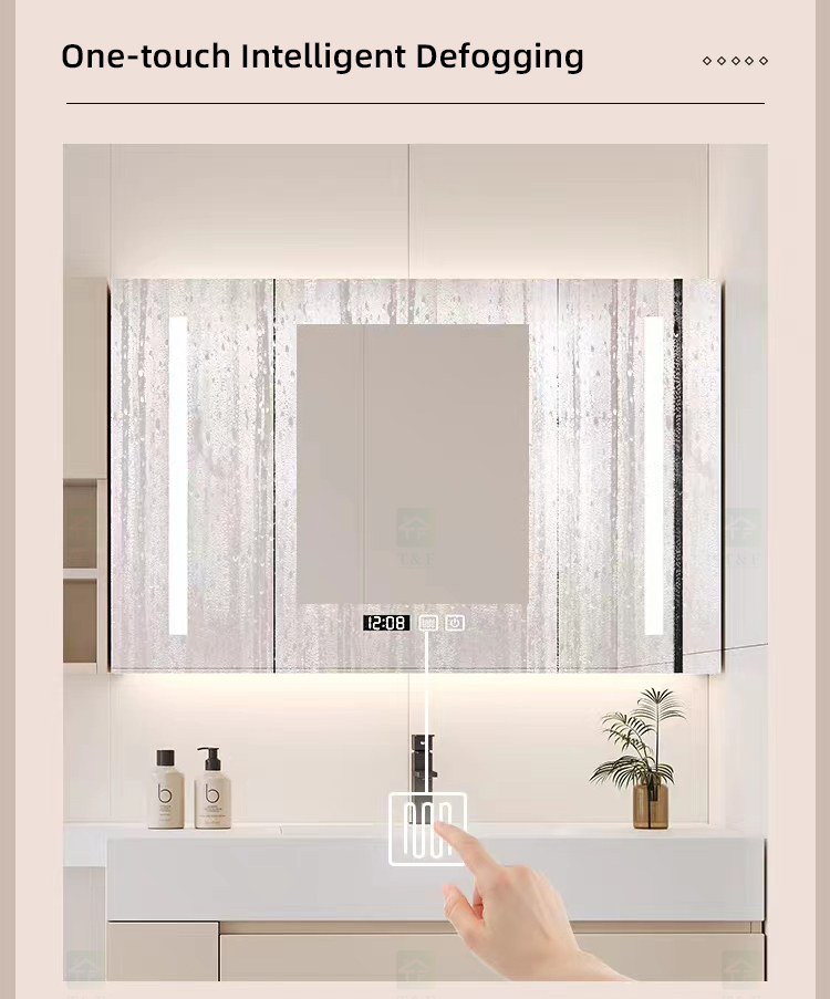 New Cream Design Bath Room Vanity Units Solid Surface Wash Basin Wooden Panel Bathroom Cabinet With Mirror