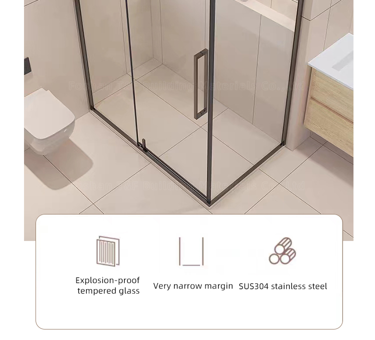 Modern Black Bath Shower Cabin Set 8mm 10mm Tempered Glass Bathroom Shower Cabinet Room