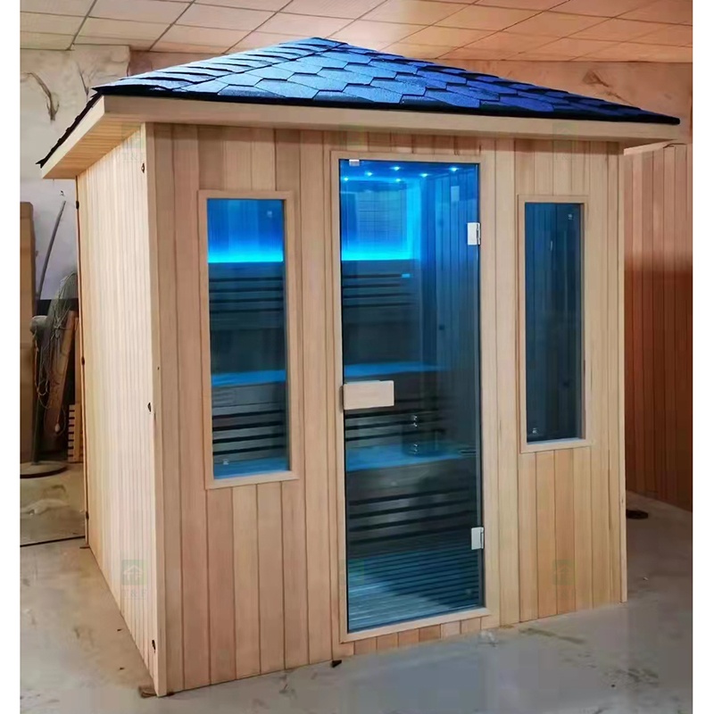 Custom 2 - 5 Personal Cedar Wood Outdoor Garden Finish Infrared Sauna and Steam Room for Sale